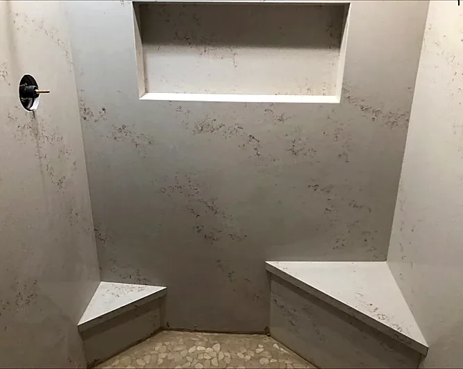Custom steam shower with built-in benches
